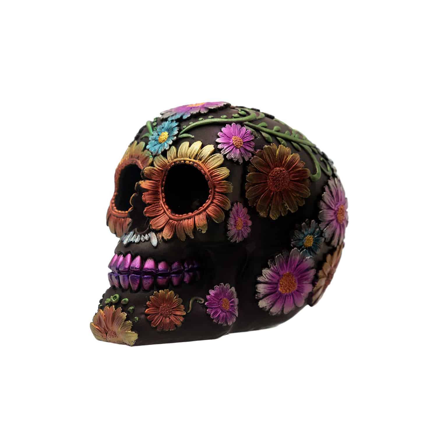 Day of the Dead Metallic Daisy and Flower Skulls