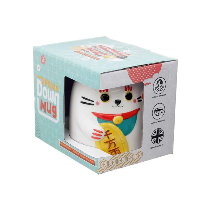 Maneki Neko Lucky Cat Upside Down Mug
