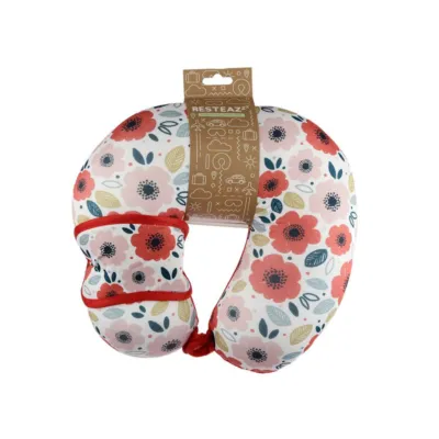 Relaxeazzz Poppy Fields Pick of the Bunch Travel Pillow & Eye Mask Set