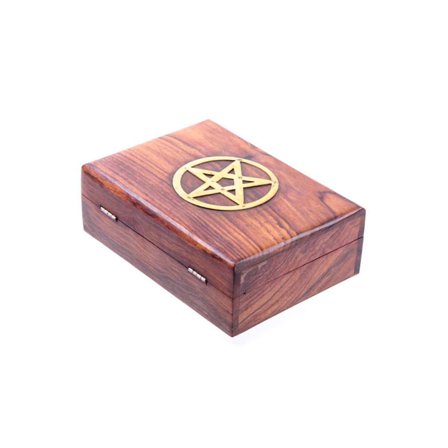 Sheesham Wood Trinket Box with Pentagram Inlay