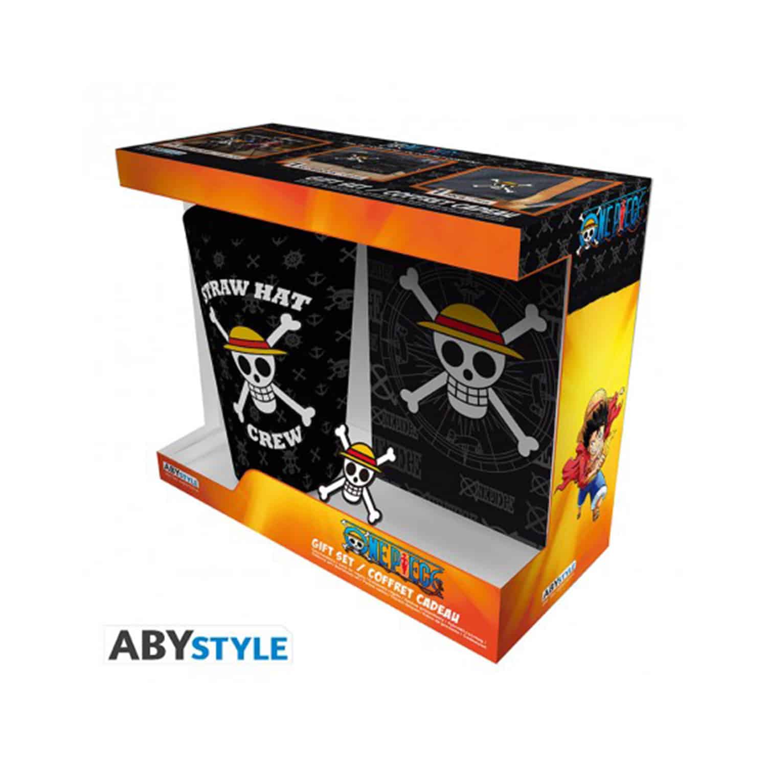 One Piece -  Jolly Roger XXL Glass, Pin and Pocket Notebook