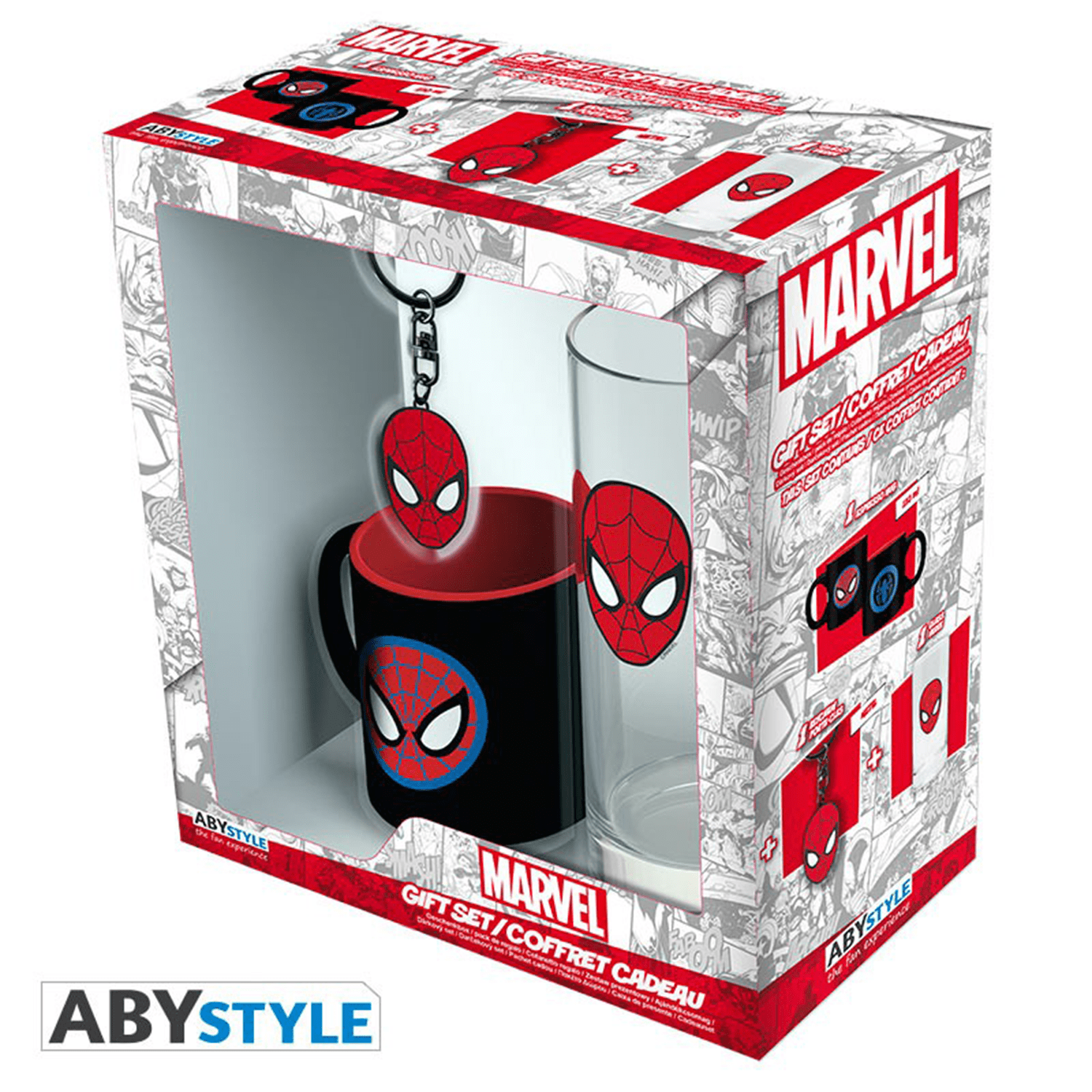 marvel-spider-man-gift-set-mug-glass-keychain