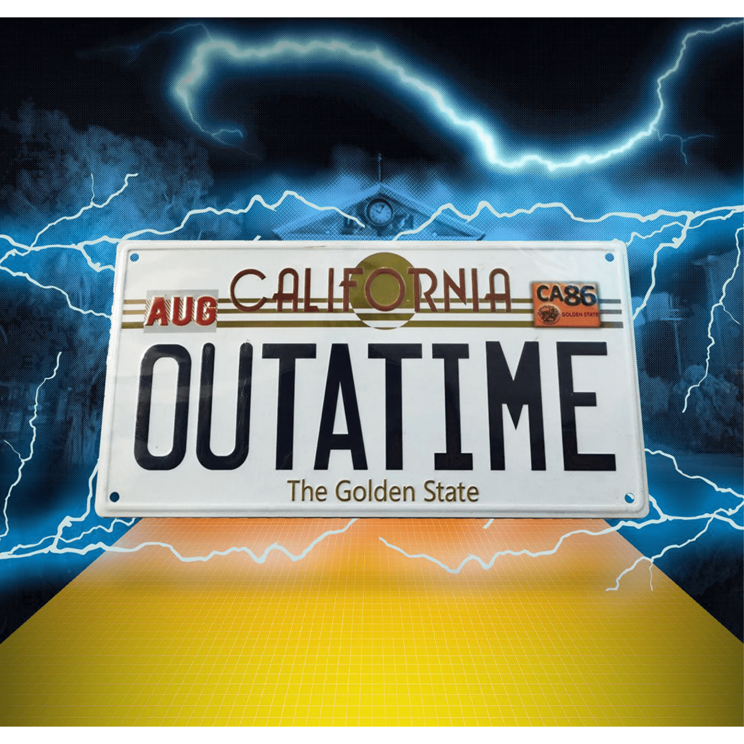  outatime california license plate tshirt : Clothing