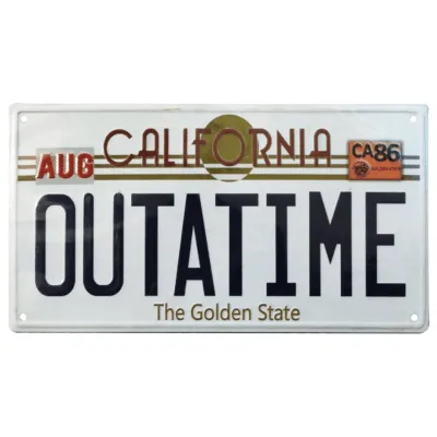 back-to-the-future-metal-sign-outa-time Back To The Future – ‘Outatime’ DeLorean License Plate