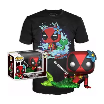 Marvel POP! & Tee Box Mermaid Deadpool