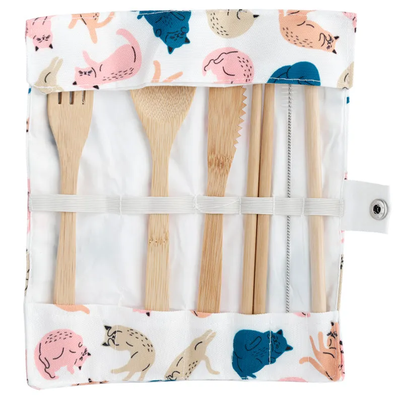 Cat's Life Bamboo Cutlery Set (6 pieces)