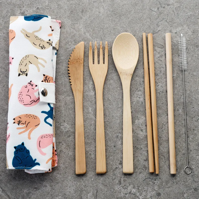 Cat's Life Bamboo Cutlery Set (6 pieces)
