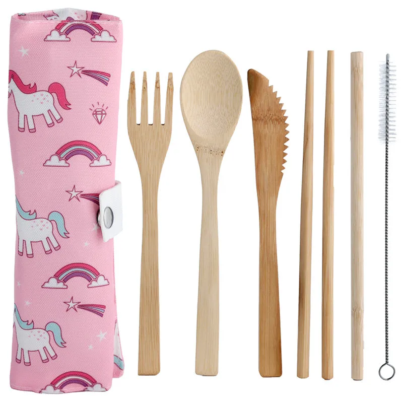 Enchanted Rainbow Unicorn Bamboo Cutlery Set (6 pieces) Enchanted Rainbow Unicorn Bamboo Cutlery Set (6 pieces)